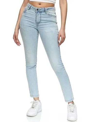 REPUBLIX Damen Destroyed Mid Waist Skinny-Fit Stretch Denim Jeans RJ-1003 Bleached Blue 48 - Stylische Damen Jeans im Destroyed-Look, perfekt für trendige Outfits. Der Stretchanteil sorgt für optimalen Tragekomfort und eine tolle Passform.