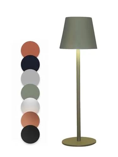 Coen Bakker LED Akku Tischlampe stufenlos dimmbar mit Touch IP44 3 Lichtfarben für Innen & Außen 36,5x11 cm Tischleuchte Glatt Groß, Farbe:Grün