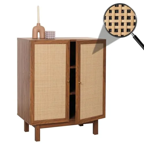 Mendler Highboard HWC-M51, Kommode mit Kubu Rattan - Kommode & Sideboard mit eleganten Kubu Rattan-Türen, großzügigem Stauraum und 3 verstellbaren Regalböden – ideal für jedes Wohnzimmer.