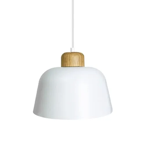 LEDKIA LIGHTING - Hängeleuchte aus Metall & Holz Wawak | Einzigartiges Design | E27 Fassung für vielseitige Beleuchtung | Ideal für Wohnzimmer, Küche, Schlafzimmer, Weiß, Holz