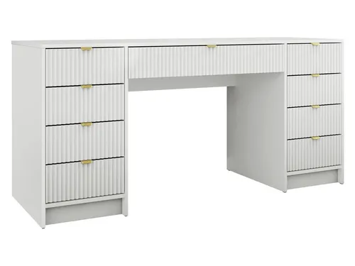 MIRJAN24 Schreibtisch Tireno Bis mit 9 Schubladen - Kinderschreibtisch in elegantem Weiß Velvet, ideal für Ordnung und Stauraum mit neun praktischen Schubladen.