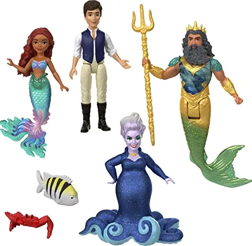 Mattel DISNEY Arielle, die Meerjungfrau - Abenteuerset - Puppen-Set mit Ursula, Prinz Erik, König Triton und Arielle für kreatives Spiel. Ideal für Kinder ab 3 Jahren, um Lieblingsszenen aus Disneys Film nachzuspielen!