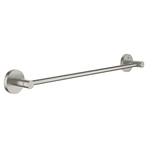 Grohe Badetuchhalter Essentials 450mm Metall supersteel - Handtuchhalter aus robustem Metall mit 450 mm Bohrabstand, verdeckter Befestigung und langlebiger Grohe StarLight Oberfläche für zeitloses Design und einfache Reinigung.
