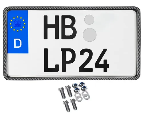 Produktbild L & P Car Design Kennzeichenhalter für Leichtkraftrad 240x130 mm Carbon Optik Kennzeichenhalterung, (1 Stück)