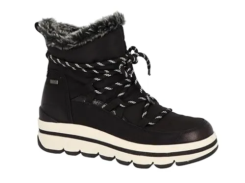 Tom Tailor Damen Schneestiefel 4290401, Black, 42 EU - Wanderschuhe mit robustem Polyester-Obermaterial, flacher Gummisohle und praktischem Reißverschluss für optimalen Halt und Komfort in der Kälte.