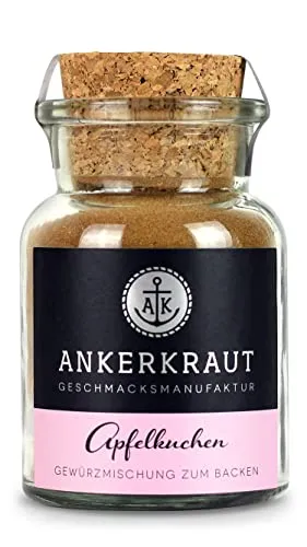 Ankerkraut Apfelkuchen, Kuchen backen, mit Zimt, ohne Zuckerzusatz, frei von Geschmacksverstärker, Mischung würzender Zutaten zum Backen, 65 g im Korkenglas