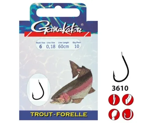 Gamakatsu Trout 3610N | Gr. 4 | 0,25mm | 120cm | 10 Stück