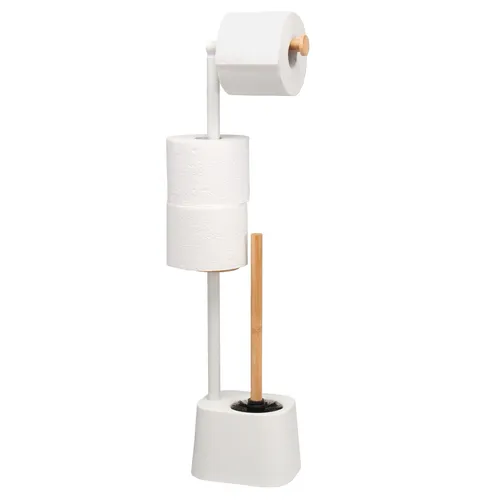 bremermann WC-Garnitur 3in1, Weiß - Klobürsten mit eleganter 3in1-Funktion: Papierrollenhalter, WC-Bürstenständer und Ersatzrollenhalter. Platzsparend und ohne Montage, ideal für jedes Bad oder Gäste-WC.