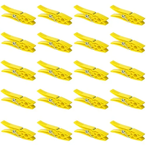 Wäscheklammern, Kunststoff, Wäscheleine, Socken, Handtücher, Farbe: Gelb 20