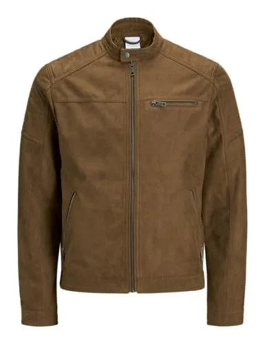 Jack & Jones Bikerjacke ROCKY JACKET in Braun M (48) - Modische Funktionsjacke mit schmaler Passform und stylischem Stehkragen, ideal für coole Looks und vielseitige Outfits.