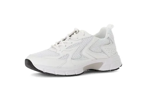 Gabor Damen Low-Top Sneaker in Weiß/Argento, Gr. 41 - Stylische Low-Top Sneaker für Damen, ideal für Freizeit und Sport. Bequemes Mesh-Innenmaterial und leichte Latexsohle sorgen für hohen Tragekomfort.