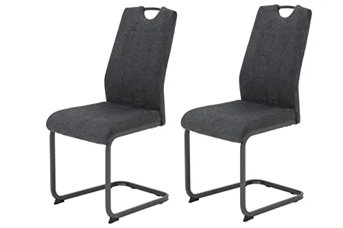 Hela Tische 2er Set Esszimmerstuhl Britta - Anthrazit Freischwinger - Freischwinger Esszimmerstuhl Britta im 2er Set, mit robustem Metallgestell und 140 kg Belastbarkeit. Bequem gepolstert mit pflegeleichtem Webstoff, ideal für stilvolle Essbereiche.