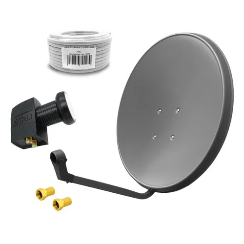 60cm HD Sat Anlage Twin LNB mit 50m Koaxialkabel - SAT-Antenne für 2 Teilnehmer, wetterfest und ideal für UHD 4K Empfang. Mit extrem hohem Rauschverhältnis und 135 dB Koaxialkabel für störungsfreien Empfang.