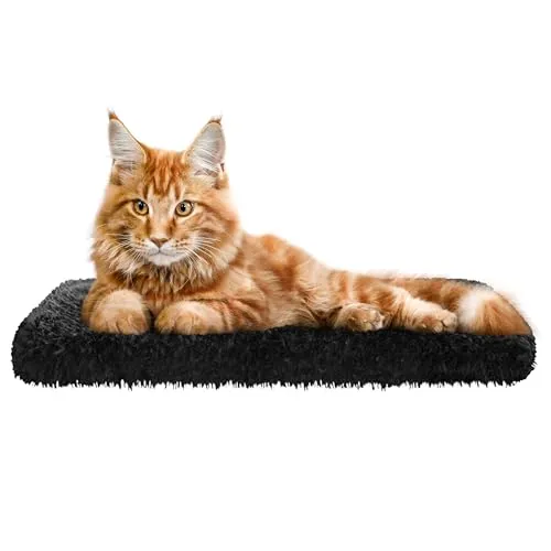 Katzen Fensterliege Fensterbank rutschfest - Katzenbett Fensterbank 60x20 cm - Weich & Kuschelig - Fensterliege für Katzen Selbstheizende Katzendecke - Waschbarer Bezug (Schwarz)