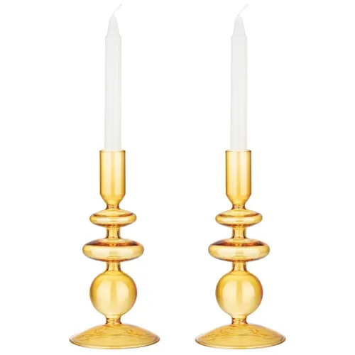 Navaris 2er Set Glas-Kerzenhalter für Stabkerzen in orange von Navaris