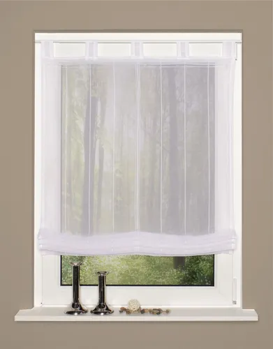 Home Wohnideen Schlaufenrollo Effektvoile-Nadelstreifen 140 x 80 cm Weiß - Rollos - Elegantes Schlaufenrollo aus transparentem Voile mit schicker Nadelstreifen-Optik, individuell regulierbar für optimalen Sichtschutz und Lichtdurchlässigkeit.