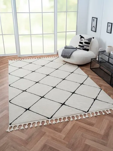 Myflair Hochflor-Teppich Moroccan Square 200x290 cm - Teppich im marokkanischen Design mit schallschluckenden Eigenschaften, ideal für moderne Wohnräume. Weich durch Hochflor und pflegeleicht.