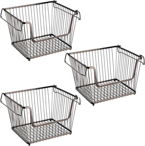 mDesign Aufbewahrungssystem mDesign Allzweckkorb Gitterbox Aufbewahrungkorb 3er Set stapelbar Me