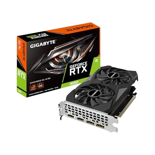 GIGABYTE GeForce RTX 3050 WINDFORCE OC V2 6G Grafikkarte, 2X WINDFORCE Lüfter, 6GB GDDR6 96-Bit GDDR6, GV-N3050WF2OCV2-6GD Grafikkarte