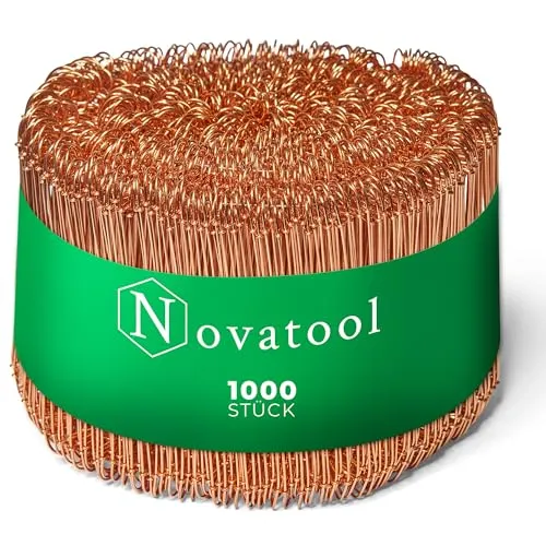 Novatool 1.000 Stück Rödeldraht mit Ösen 1 x 140mm Bindedraht verkupfert, robust & langlebiger Drilldraht, Drahtbinder, Ösendraht, Drahtschlaufen, Ideal als Floristendraht und Blumendraht