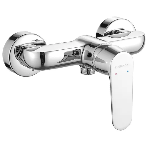 DIMA Badarmatur Brausemischer in Silber – Modern und Praktisch - Elegante Brausearmatur zur Wandmontage mit einem robusten Messingkörper. Genießen Sie eine benutzerfreundliche Temperaturregelung und eine bakterienresistente Oberfläche für eine hygienische Nutzung im Badezimmer.