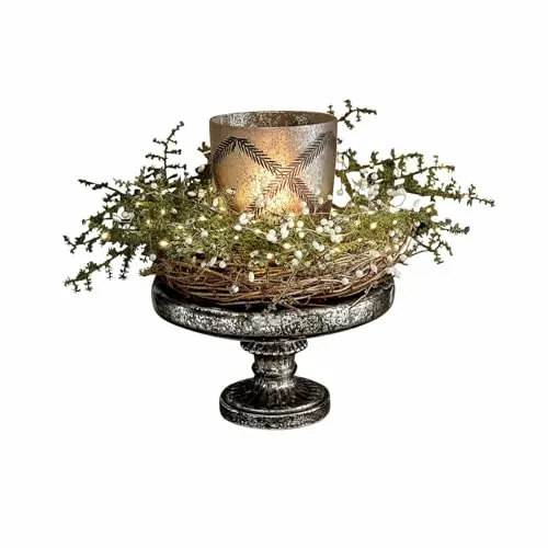 Loberon Etagere Incantesse, Mundgeblasen, von Hand Gefertigt, Bauernsilber-Finish, Nostalgisches Flair, Dekoratives Highlight, Wohn-Accessoire, Glas, antikgrau