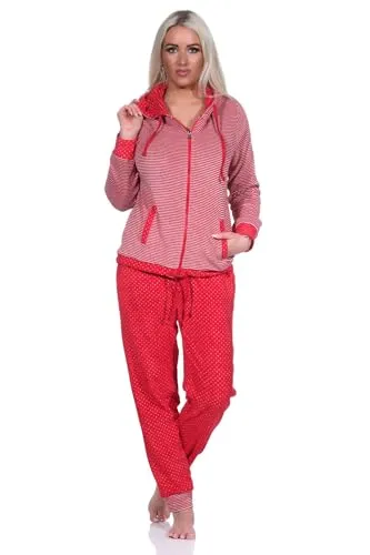 Normann Damen Frottee Hausanzug mit Bündchen - zeitloses Design, Größe: 40-42 - Kuscheliger Frottee-Hausanzug für kalte Tage, mit praktischem Bündchen und eleganter Streifen-Optik. Ideal für entspannte Stunden zu Hause oder als bequeme Loungewear. Pflegeleicht und schadstoffgeprüft.