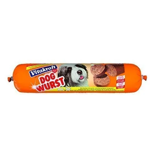 Vitakraft Hundefutter Dog Wurst - 12x 1 kg - Hundefutter in Wurstform mit 53% Fleischanteil, ideal als Hauptfutter oder köstlicher Snack für Hunde. Reich an frischem Hühnerfleisch für höchsten Genuss.