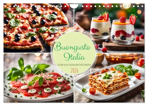 Buongusto Italia Kalender 2025 - Ein Jahr voller italienischer KI-Genüsse - Kalender mit 14 Seiten, präsentiert KI-generierte Hauptgerichte und Desserts Italiens. Ideal für Feinschmecker und Italienliebhaber.