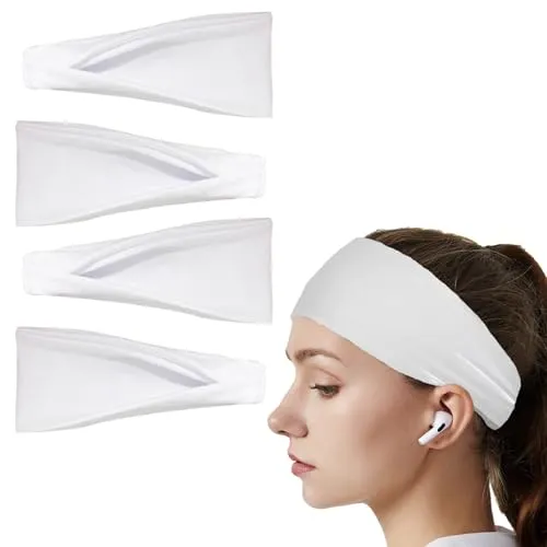 Stück Stirnband,schweißband stirn,Stirnband Herren,Stirnband Damen,Stirnband Sport,Stirnband Sommer,Sport Haarband,für Yoga Fitness Laufen Sport(Weiß) 4