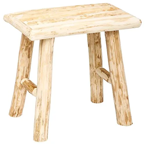 Atmosphera Hocker Woody - Kastanienbraun - Stilvolle Hocker mit einer kompakten Sitzfläche aus Pappel, ideal für kleine Räume. Mit einem Gewicht von nur 1,76 kg leicht zu bewegen und 2 Jahre Garantie.