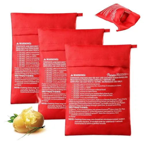 GIDWRIY 3 Stück Mikrowellen Kartoffelbeutel,Potato Bag Microwave,Kochbeutel für Mikrowelle Wiederverwendbar,Kartoffelkochtasche Mikrowelle,Potato Express Sack,Kartoffelsack Mikrowelle für Kartoffeln