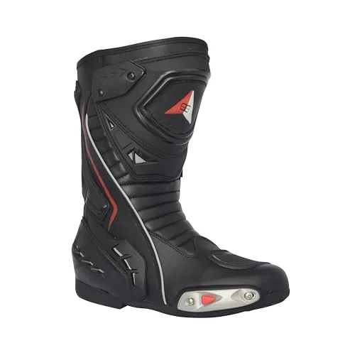 Bohmberg Pretorian Herren Motorradstiefel, ergonomisch und schützend - Motorradstiefel aus stabilem Leder mit Hartschalenprotektoren, ideal für Rennstrecke und Straße. Hohe Rutschfestigkeit und hervorragende Belüftung bieten Komfort und Sicherheit.