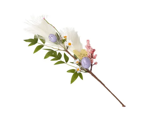 Kunstpflanze Dekozweig mit Ostereiern & Deko-Huhn – Osterdeko flieder, Homescapes, Höhe 45 cm