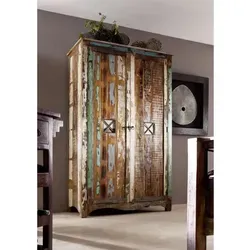 MASSIVMOEBEL24.DE Kleiderschrank Nature of Spirit - Kleiderschrank im Vintage-Stil aus indischem Altholz, einzigartig und nachhaltig, ideal für ein harmonisches Wohnambiente.