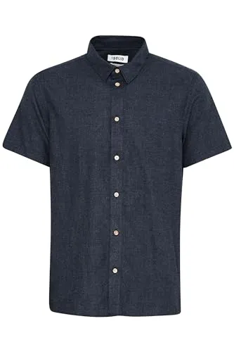 !Solid SDPete Herren Kurzarmhemd Hemd Herrenhemd Kentkragen Baumwollmischung Regular fit, Größe:XL, Farbe:Insignia Blue Melange (1940101)