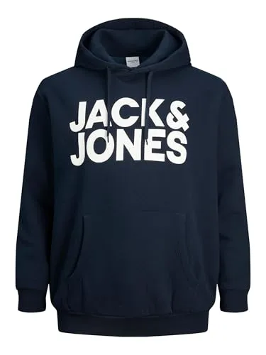 JACK & JONES Herren Hoodie JJECORP Logo - Plussize 8XL, Navy Blazer - Kapuzenpullover für Herren im Regular Fit, ideal für lässige Looks. Aus 70% Baumwolle und 30% Polyester, kombiniert Style und Komfort perfekt.