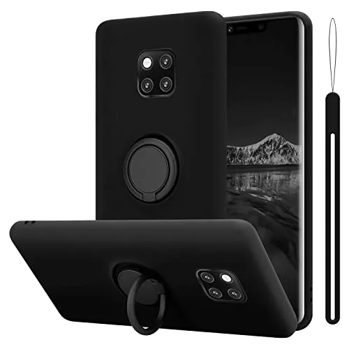 Cadorabo Hülle kompatibel mit Huawei Mate 20 PRO Schutzhülle TPU Silikon Case Liquid Design mit Ring Slim Kratzfest Liquidsilikon Microfaser Case Hülle für Huawei Mate 20 PRO in Schwarz