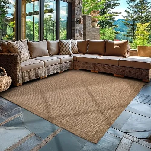 Carpettex In & Outdoor Teppich Wetterfest 80 x 250 cm Braun- Sisal Optik Balkon Teppich Waschbar, Wasserfest und Flachgewebe - Ideal als Teppich für Flur, Terrasse, Küchenläufer, Garten und Camping