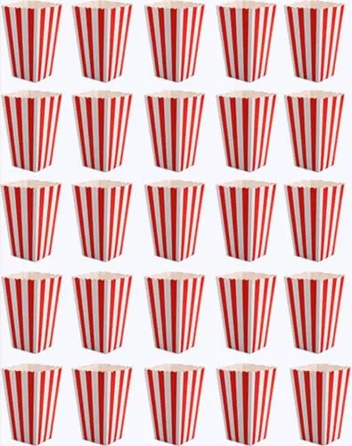 JOYISEN 25 Stück Popcorn Tüten Klein Popcorn Boxen Papier mit Rot Snack Candybar Popcorntüten für Party Geburtstag Hochzeit Geschenke Weihnachten