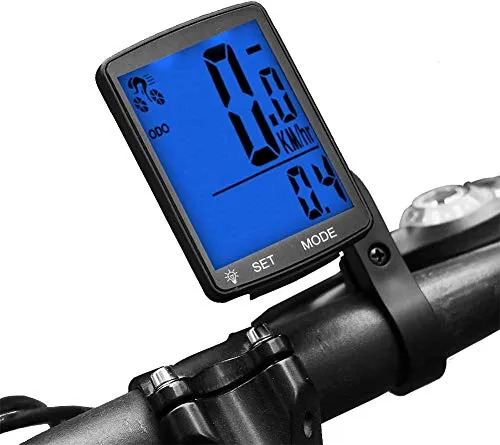 Lurowo Fahrradcomputer Kabellos,2,8 Zoll LCD Fahrrad Computers Drahtlos,20 Multifunktions Drahtloser Wasserdichter Fahrrad Tachometer Kilometerzähler,Geeignet für alle Fahrradtypen