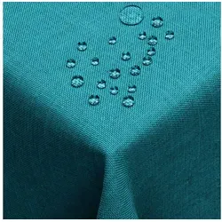 DecoHomeTextil Heimtextilmanufaktur Tischdecke Leinen Optik Tischdecke Tischtuch Abwaschbar Wasserabweisend blau Eckig 110 x 110 cm