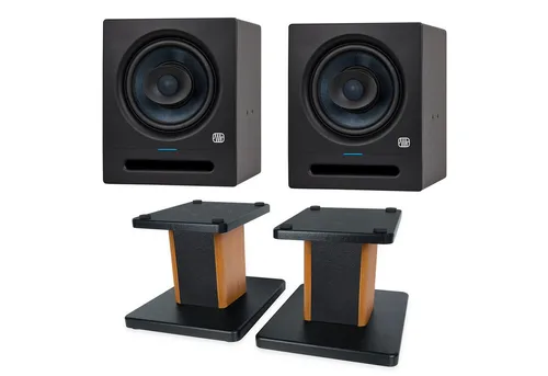 Presonus Eris Pro 8 Studio-Monitor mit Boxenständer - Aktive 2-Wege Studio-Monitor mit 140 W Leistung, ideal für präzises Abmischen und hochauflösendes Audio. Inklusive stabilen Boxenständern für optimale Platzierung und Klangqualität.