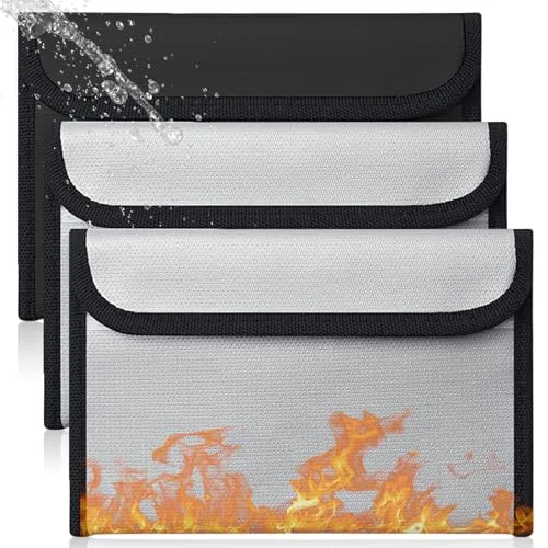 Stück Feuerfeste Dokumententasche, 20.5 x 12 cm Feuerfeste Tasche, Dokumententasche Feuerfest Wasserdicht, Feuerfeste Dokumententasche für Passport, Bankdatei, Geld Wertsachen 3