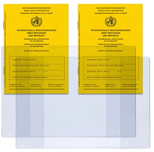 Welsberg SET 2x Impfpass und 2x Ausweishülle - Schutzhülle transparent für Internationale Bescheinigung über Impfungen und Impfbuch
