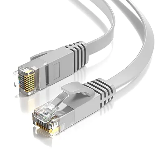 JAMEGA – 7,5m Cat.6 Netzwerkkabel/Flachbandkabel Patchkabel Ethernet LAN / RJ45 Kabel Verlegekabel Flach in grau | 1 Gbit/s | 250Mhz | kompatibel zu CAT.5 / Cat.5e / CAT.6
