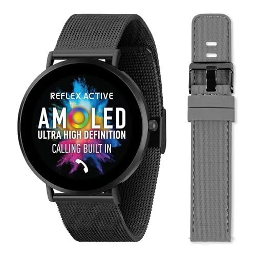 Reflex Active Smart Watch Series 42 - Schwarz - Smartwatch mit hochwertigen echten Kristallen für modischen Glanz und hohe Qualität, ideal für sportliche Aktivitäten und den Alltag.