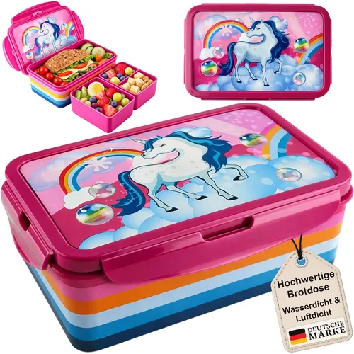 Lunchbox Einhorn Butterbrotdose Brotdose Kunststoff Brotbox Sandwich Pink Box