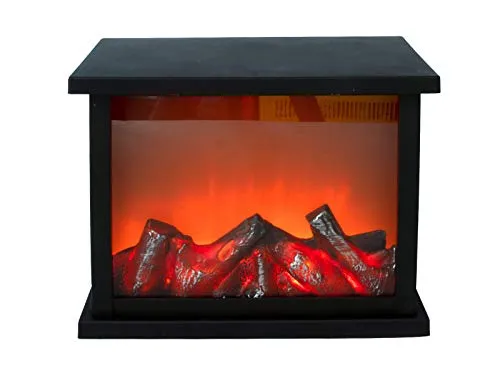 Kaminlaterne 30 cm mit tanzenden LED Flammen