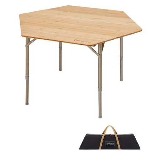 KING CAMP Bambus-Sechseck-Campingtisch aus Aluminium